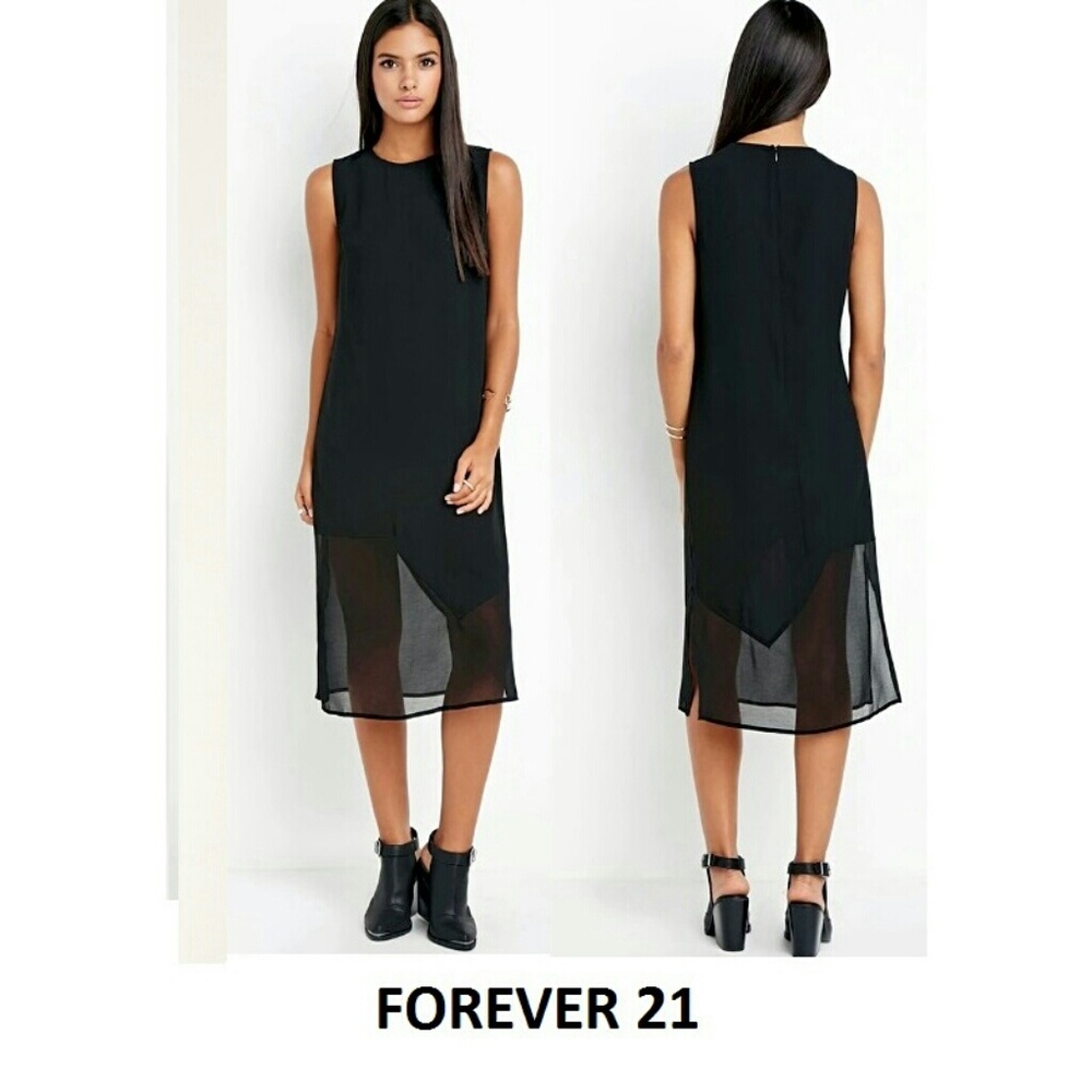 Forever 21 Asymmetric Hem Contrast Fabric Dress